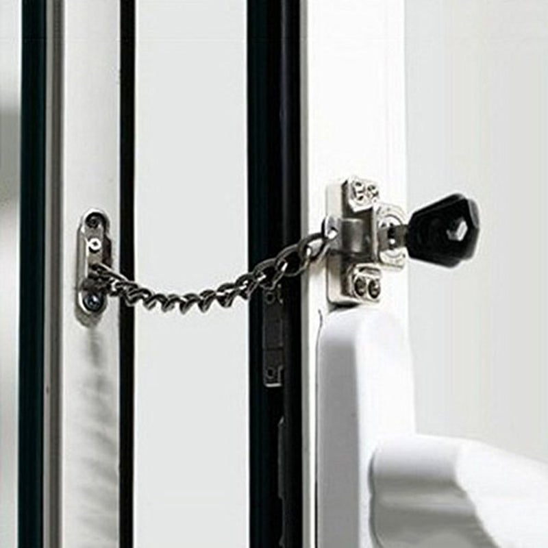dingchi Stainless Steel Window Chain Lock Guard Door Restrictor Child Safety Security Chain Lock for Flat Open Windows Anti Theft Home Hardware Opening Restrictor Lock with Key - Image 3